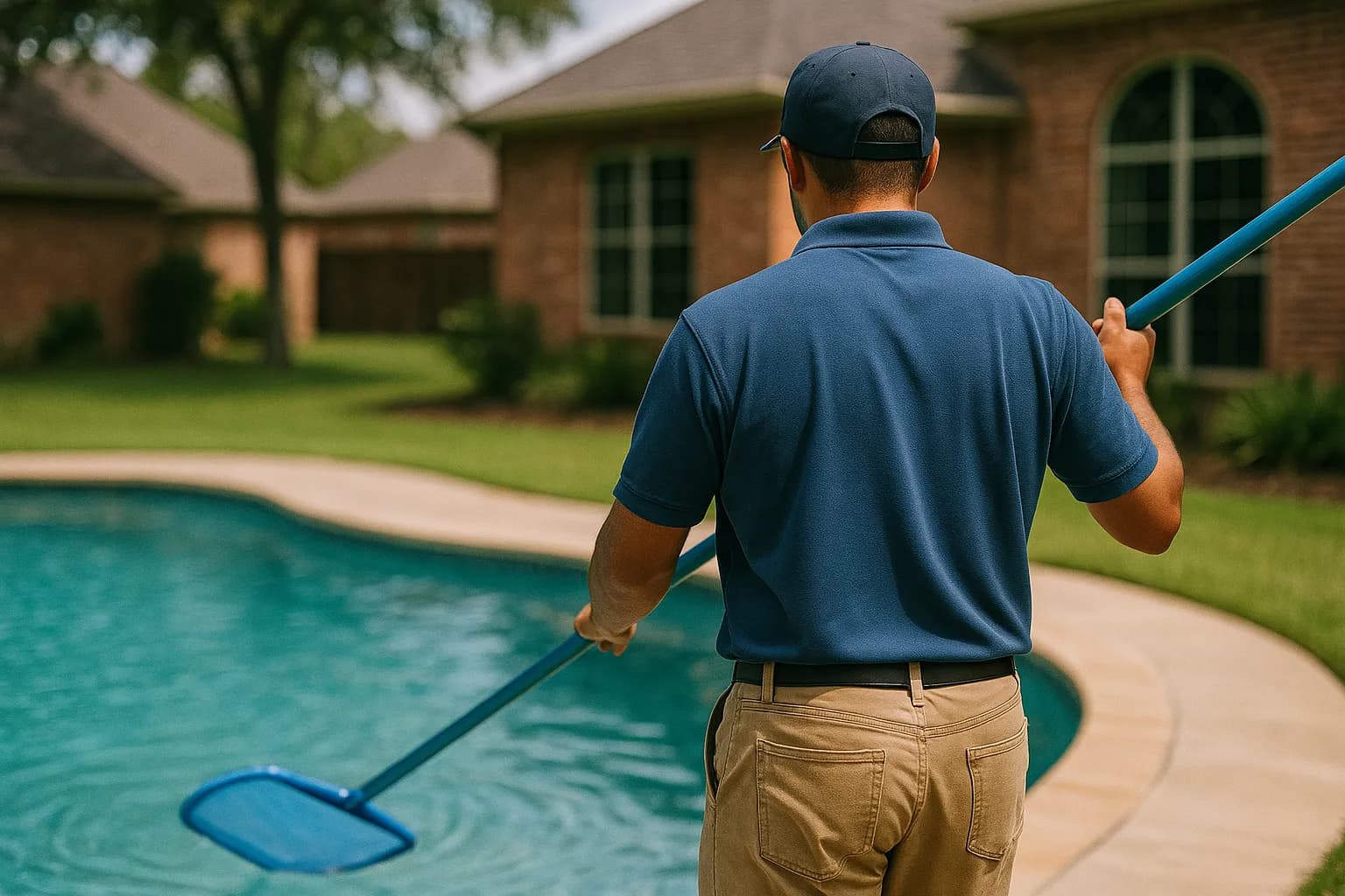 Sparkling backyard pool in Katy, TX